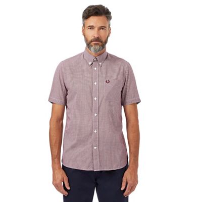 Fred Perry Red gingham checked short sleeved regular fit shirt